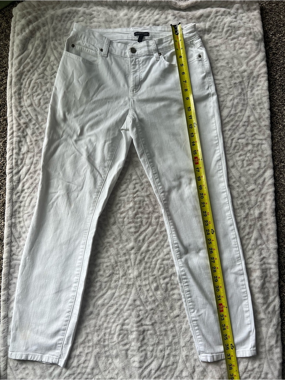 Eileen Fisher White Organic Cotton Stretch Jeans Women’s Size 6 Straight Leg - Picture 6 of 9